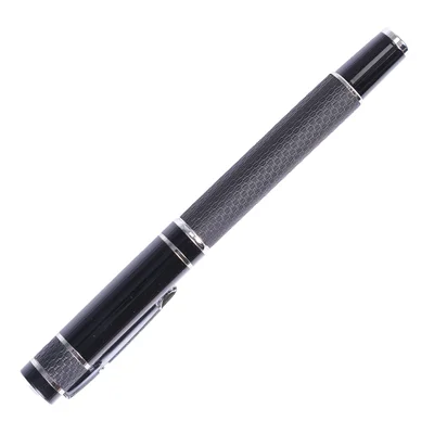 Knit Rollerball, metal and leather, black