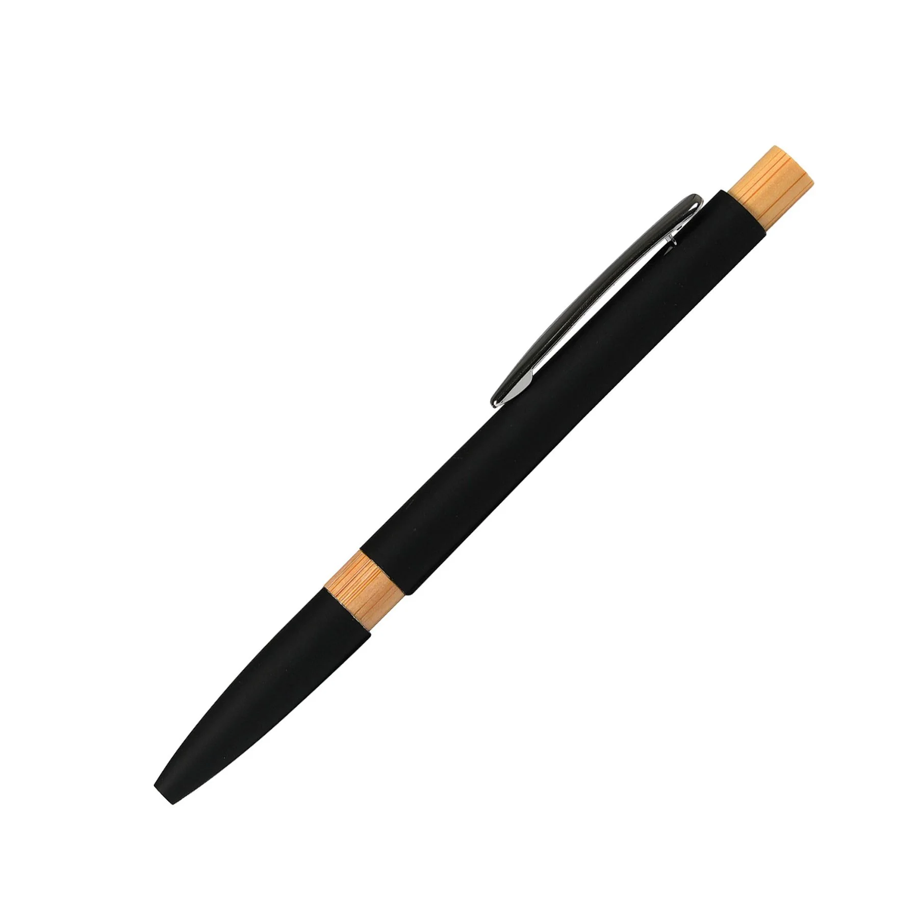 Pen Mentor, metal, rubberized, bamboo top, black