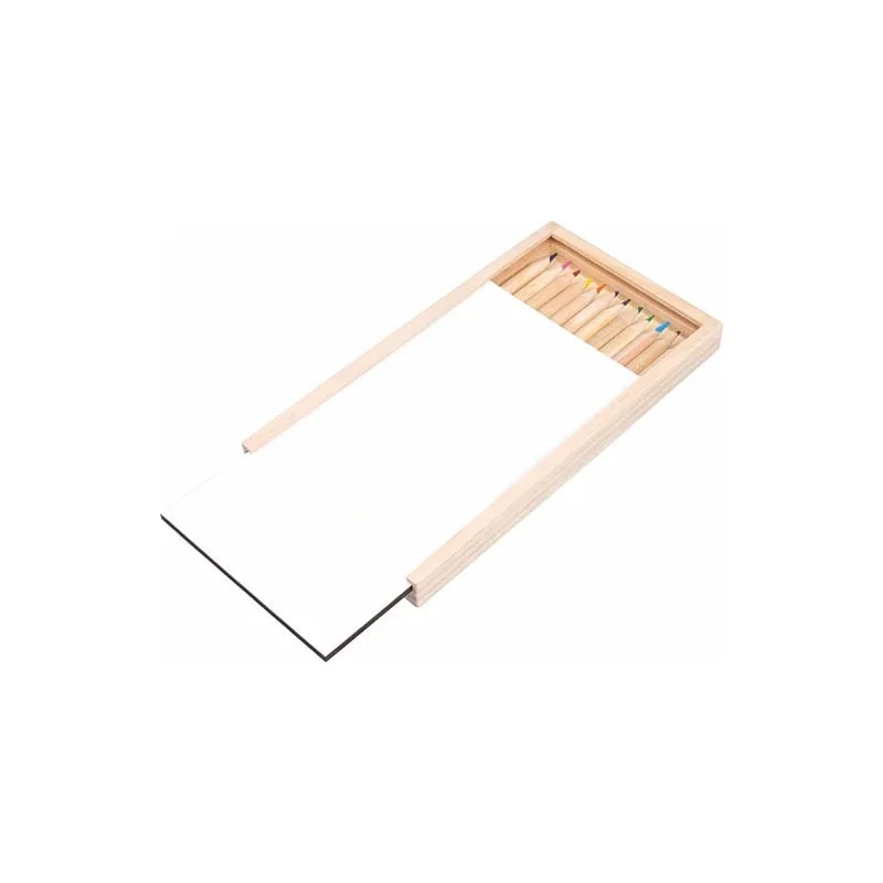 BESTSUB Wooden Box with 12 Colored Pencils
