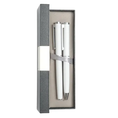 Monarch Set ballpoint and rollerball, metal, white
