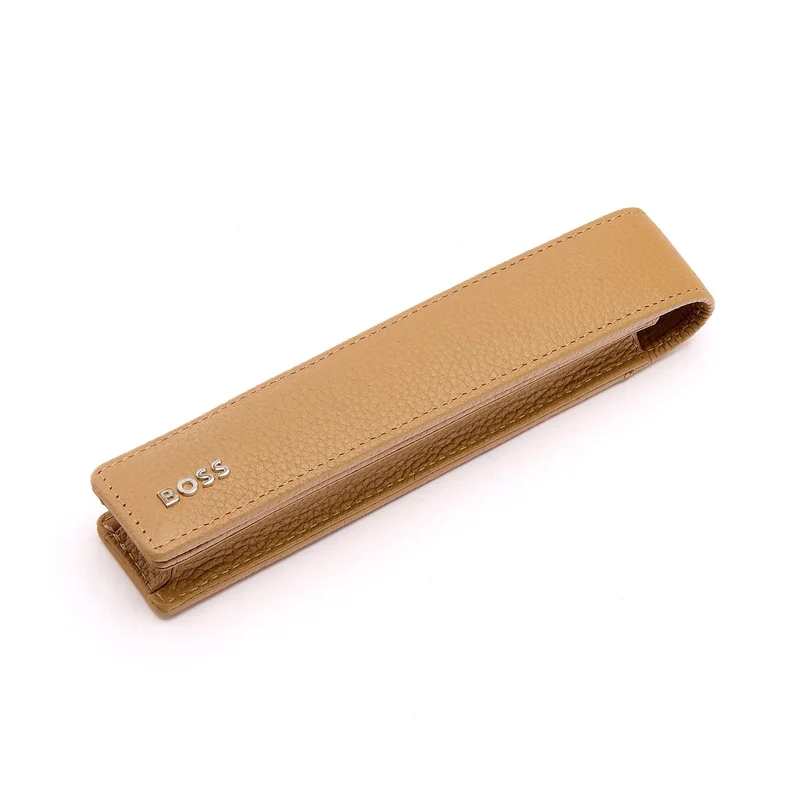 Hugo Boss Classic Grained single pen sleeve, caramel