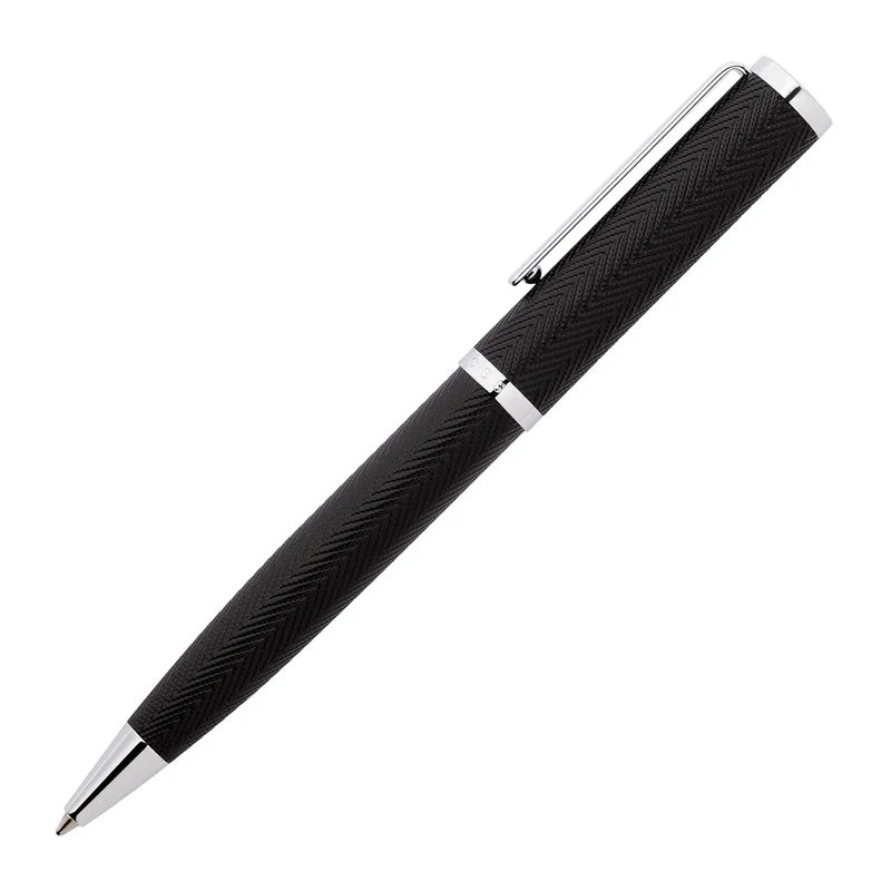 Ballpoint pen Hugo Boss Formation Herringbone, in box, silver-black