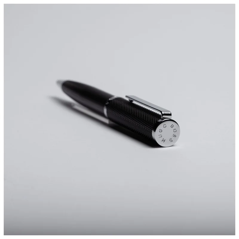 Ballpoint pen Hugo Boss Formation Herringbone, in box, silver-black