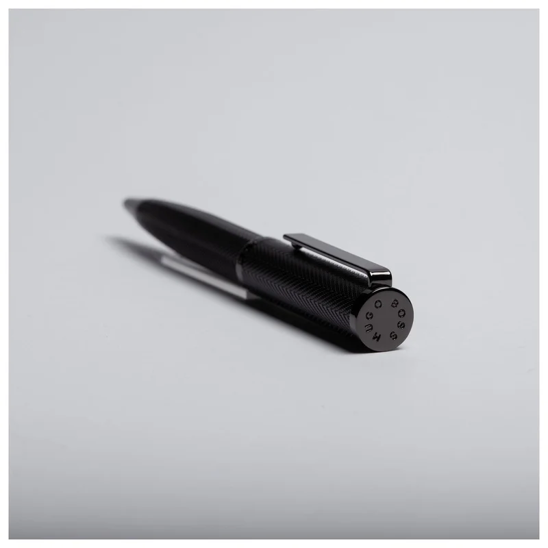 Hugo Boss Ballpoint Pen Formation Herringbone, in Box, Black