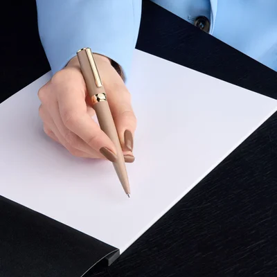 Hugo Boss Ballpoint pen Arche Double B, rose gold