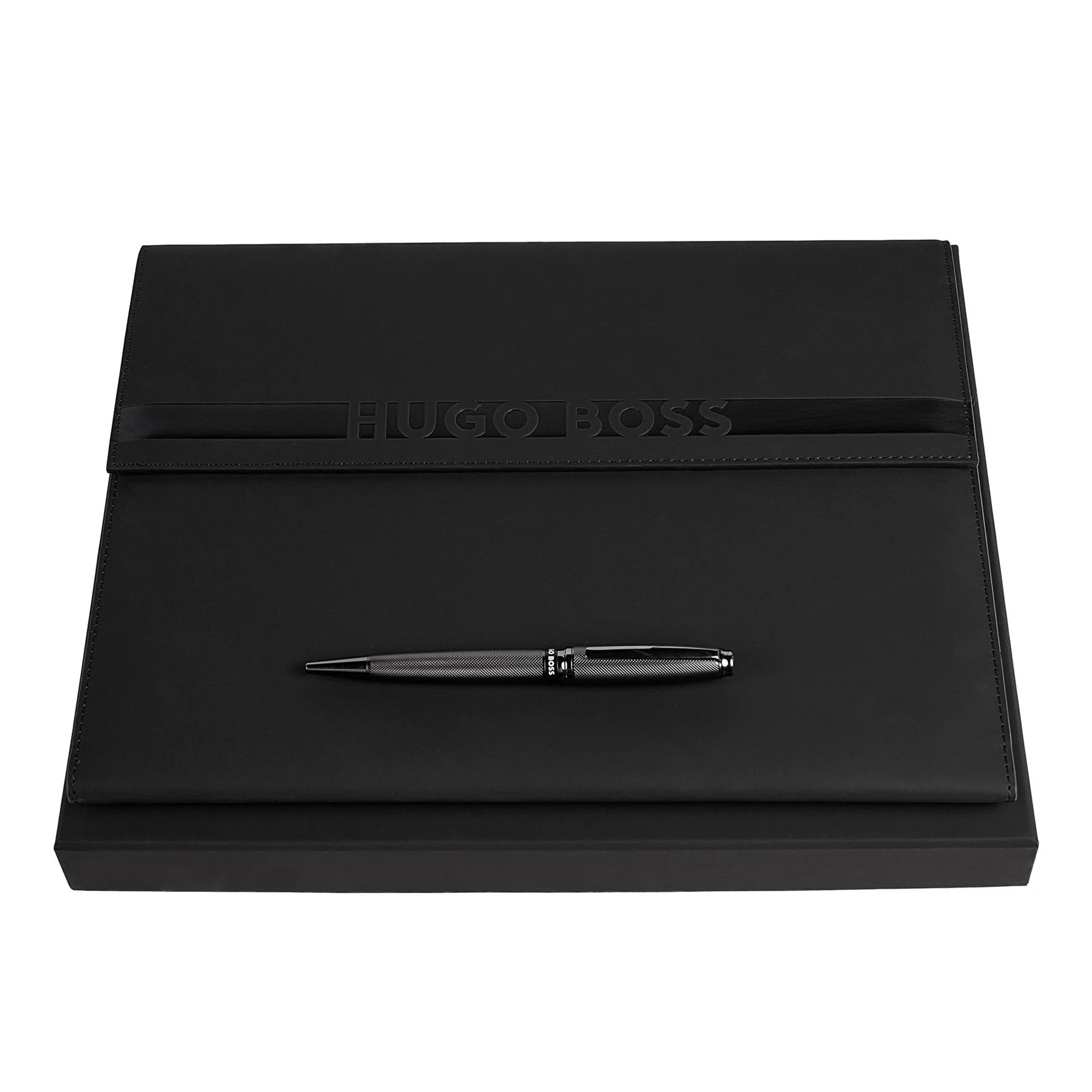 Hugo Boss Set pen and conference folder Stream, A4, matte, chrome