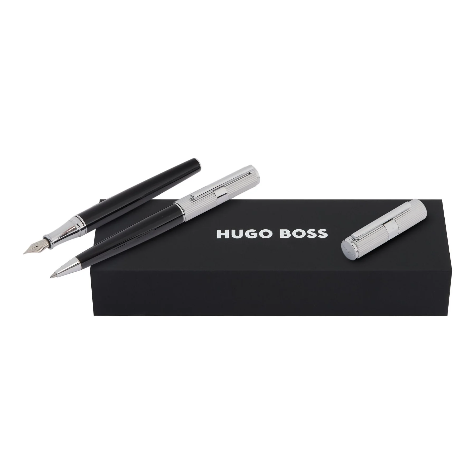 Hugo Boss Pen and Ballpoint Pen Set Formation Line, in box, silver-black