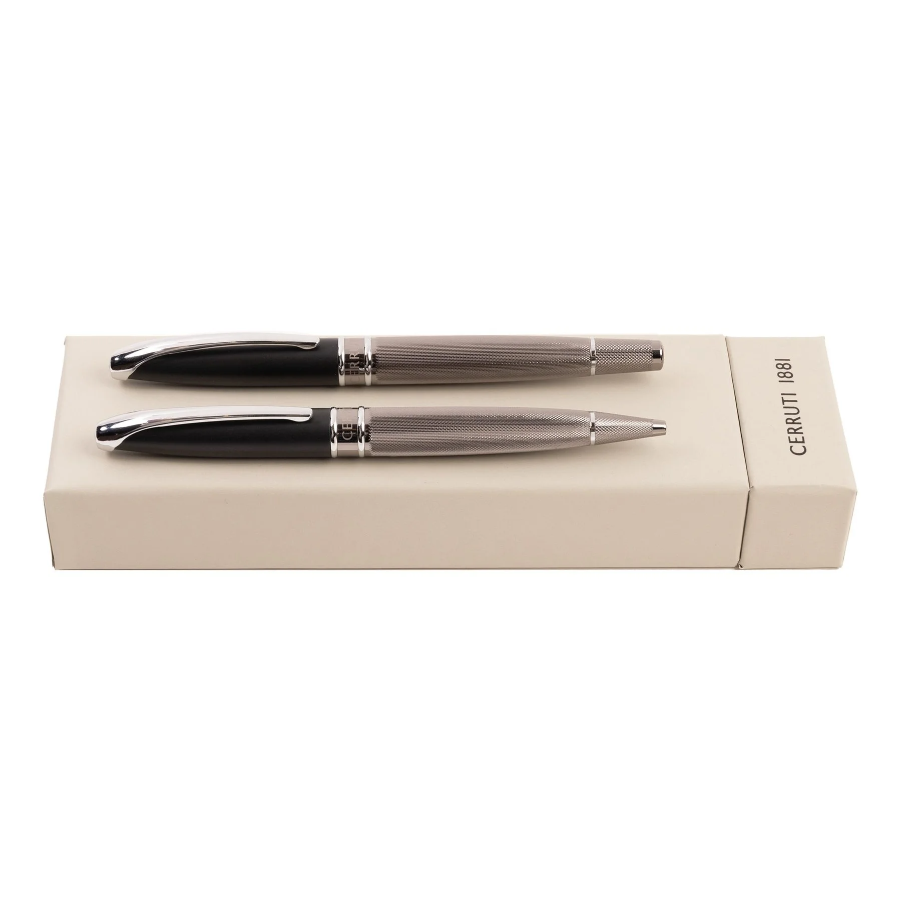 Cerruti 1881 Rollerball & Ballpoint Set Abbey Diamond, in box, gray-black