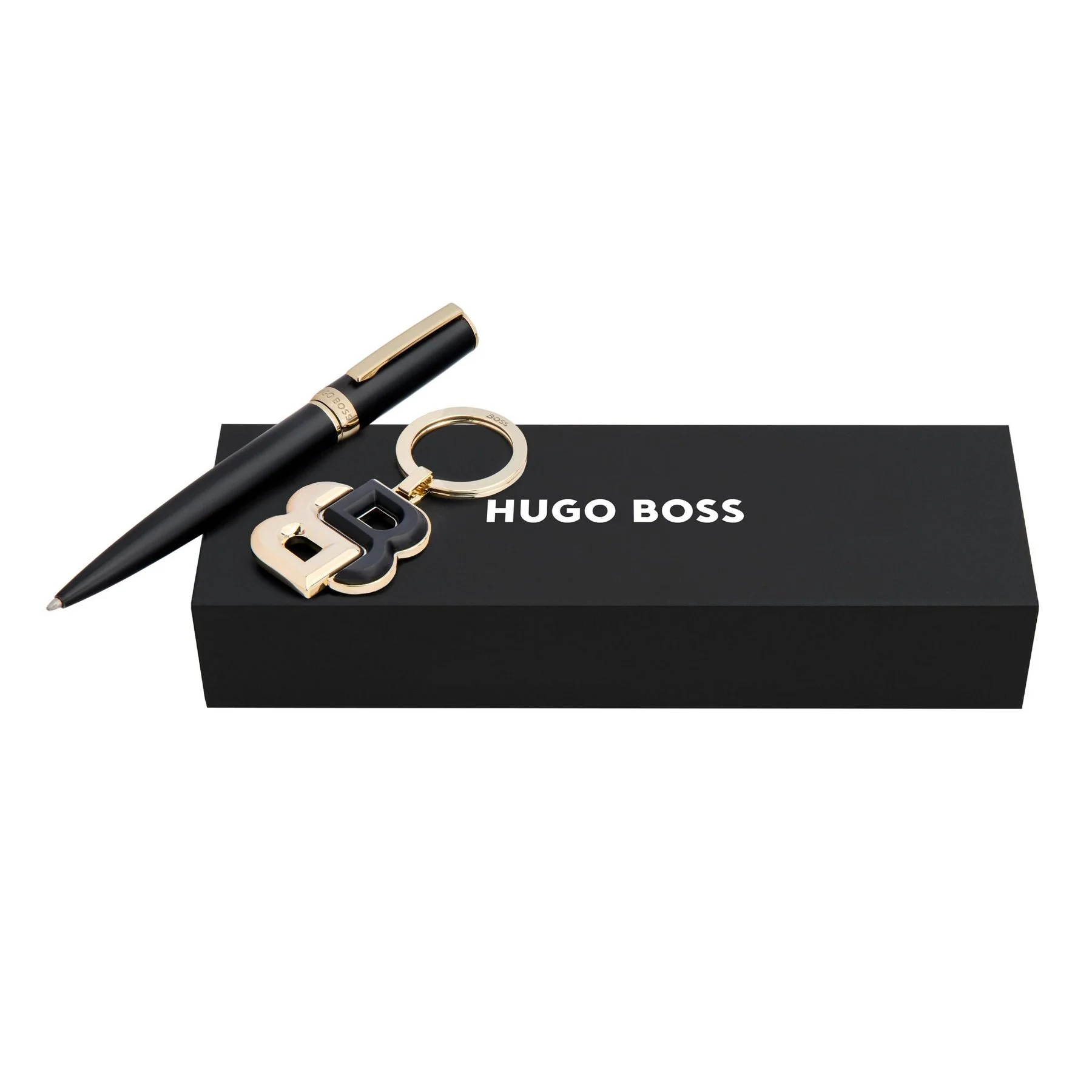 Hugo Boss Set ballpoint pen and keyring, black-gold