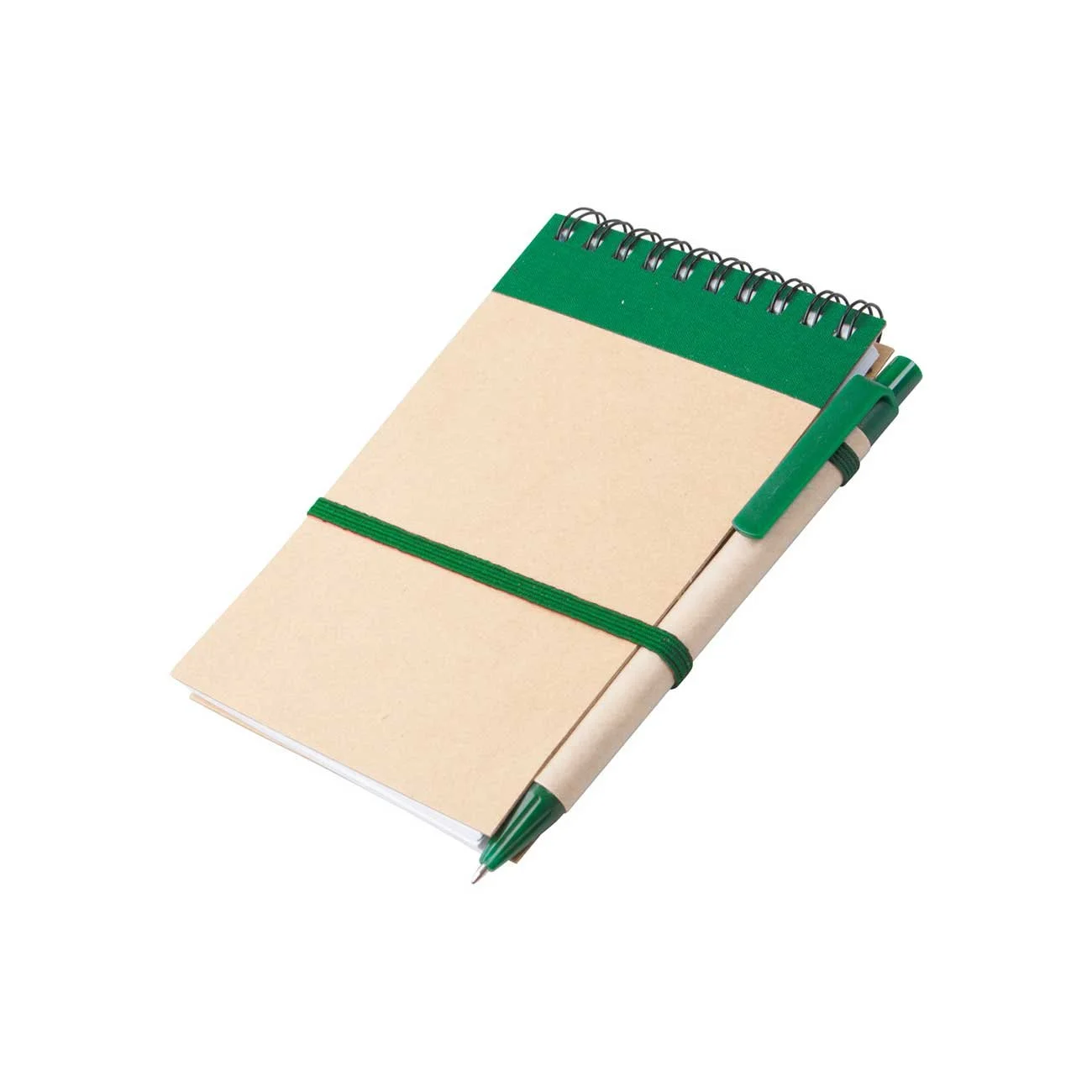 Set Atina, spiral notebook and pen, A6, green