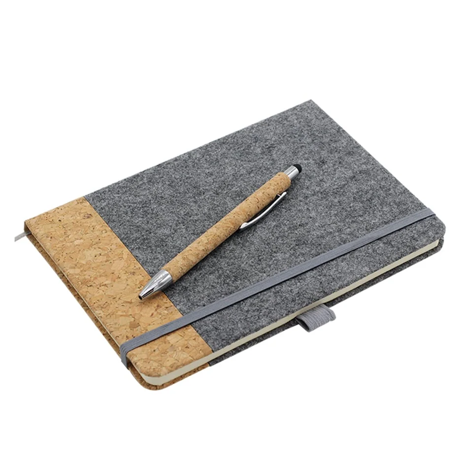 Notebook and Ballpoint Pen Set, A5, 80 sheets, felt and cork, in box