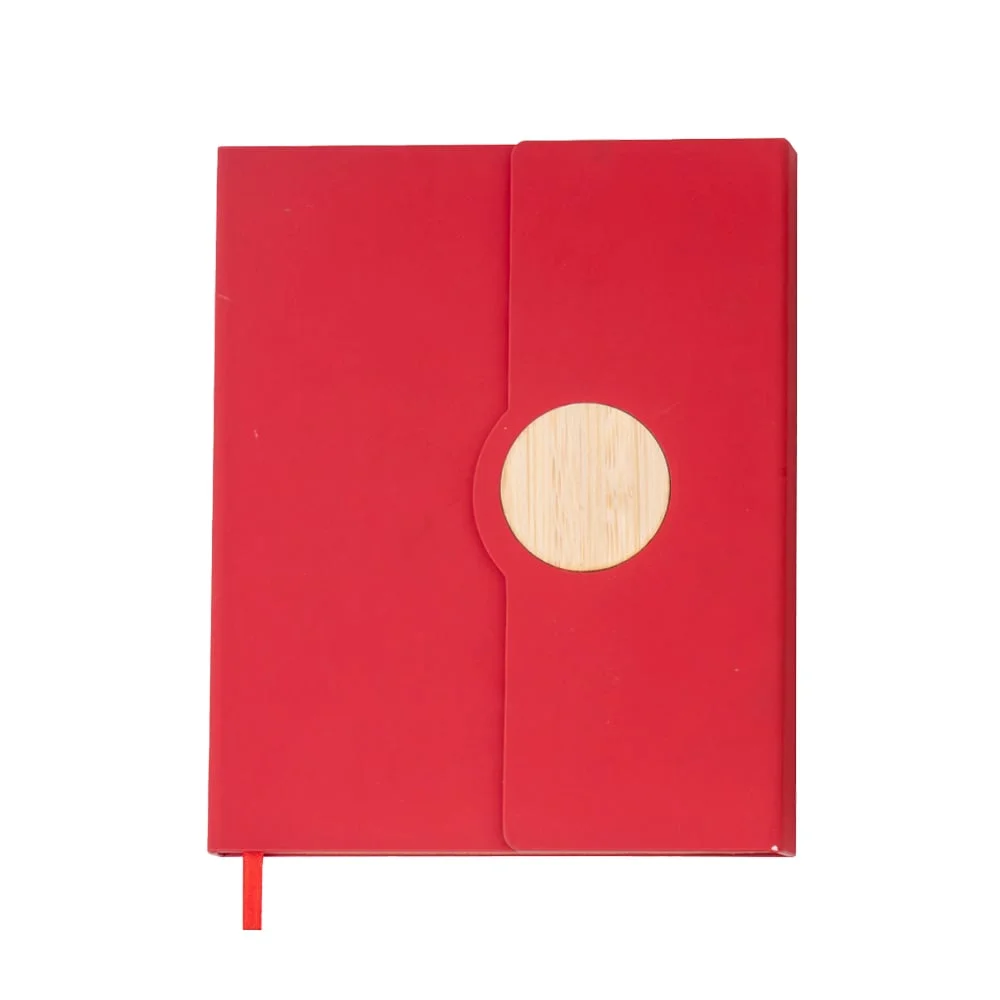 Notebook Tokyo, A5, magnetic closure, bamboo disc, 80 sheets, red