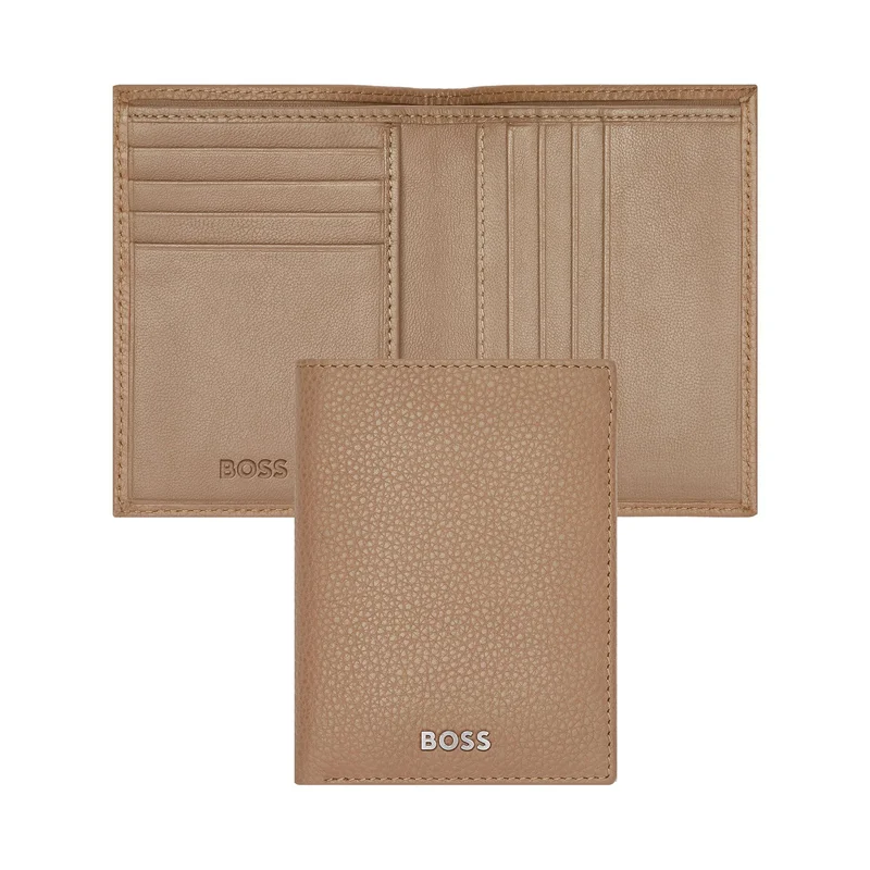 Hugo Boss Card holder Classic Grained, 8 slots, caramel