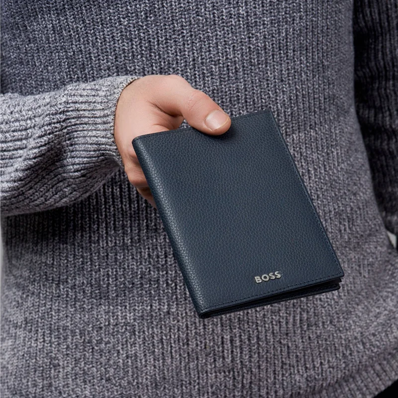 Hugo Boss Passport holder Classic Grained, dark blue