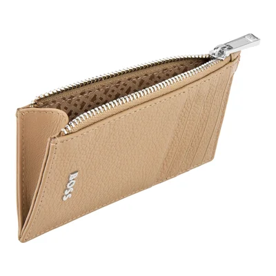 Hugo Boss Card holder Classic Grained, with 5 slots, with zipper, caramel
