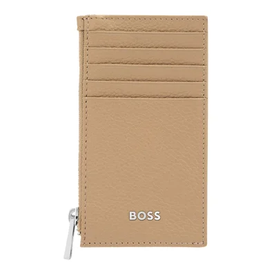 Hugo Boss Card holder Classic Grained, with 5 slots, with zipper, caramel
