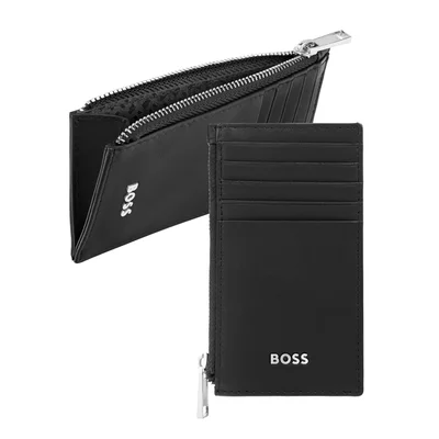 Hugo Boss Card holder Classic Smooth, with 5 slots, with zipper, black