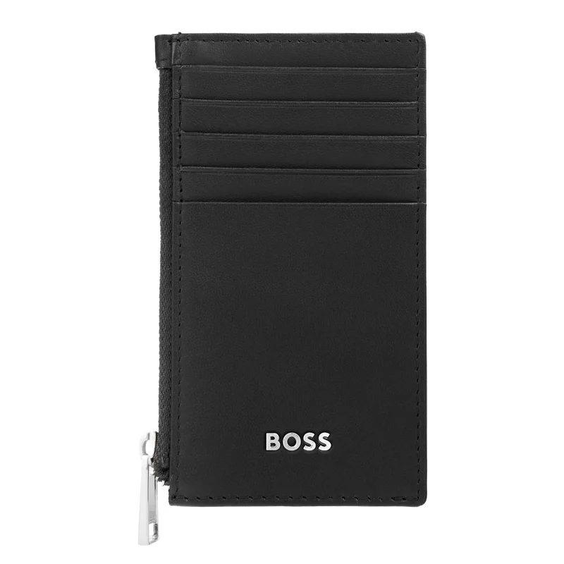 Hugo Boss Card holder Classic Smooth, with 5 slots, with zipper, black