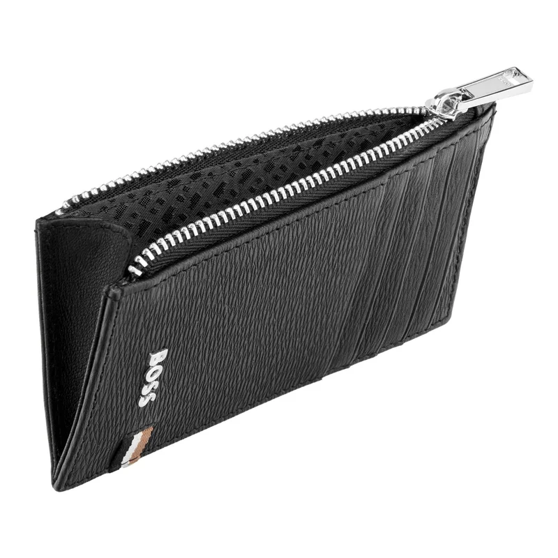 Hugo Boss Калъф за карти Classic Iconic, с 5 отделения, с цип, черен