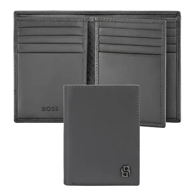 Hugo Boss Card holder Saffiano, with 16 slots, grey