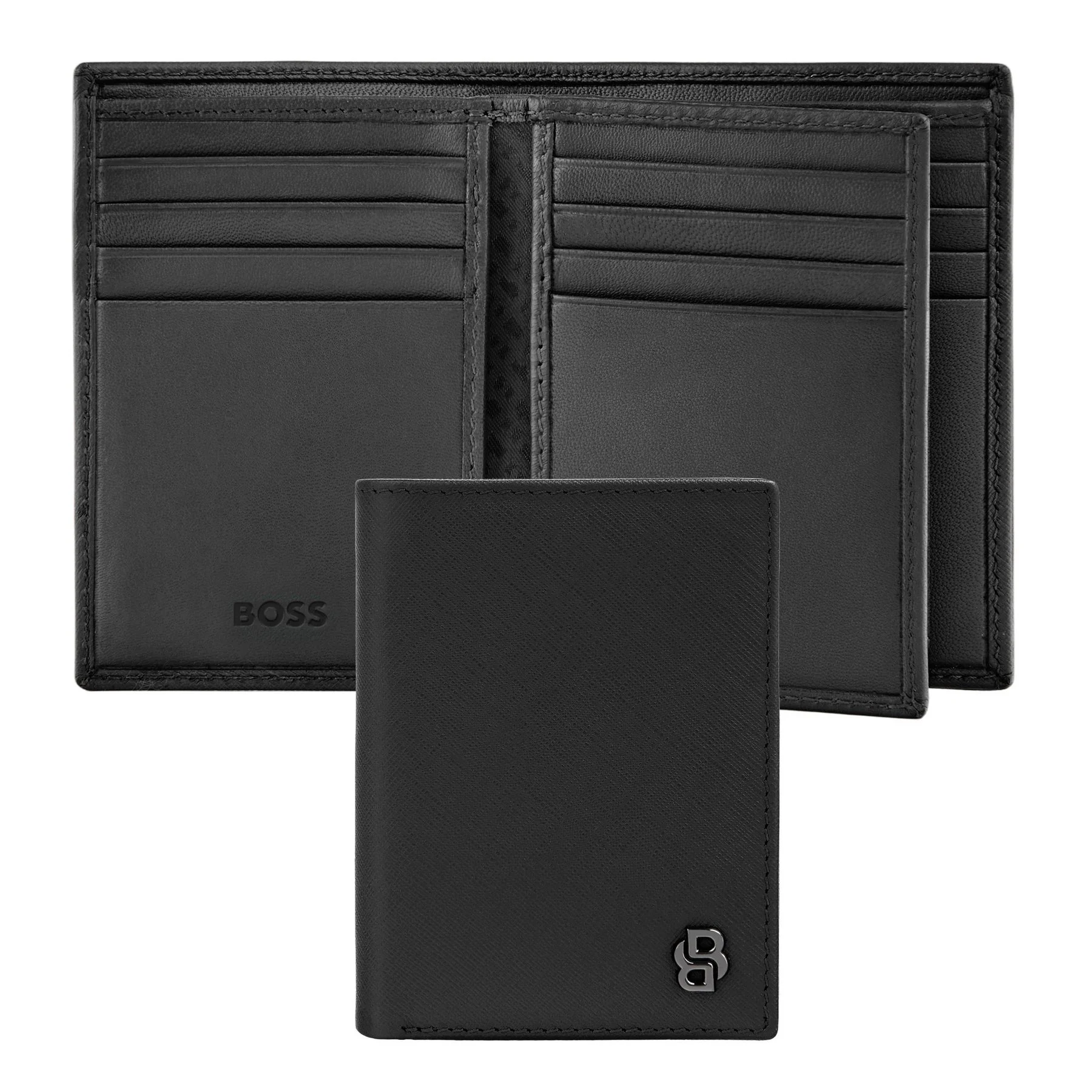 Hugo Boss Калъф за карти Saffiano, с 16 отделения, черен