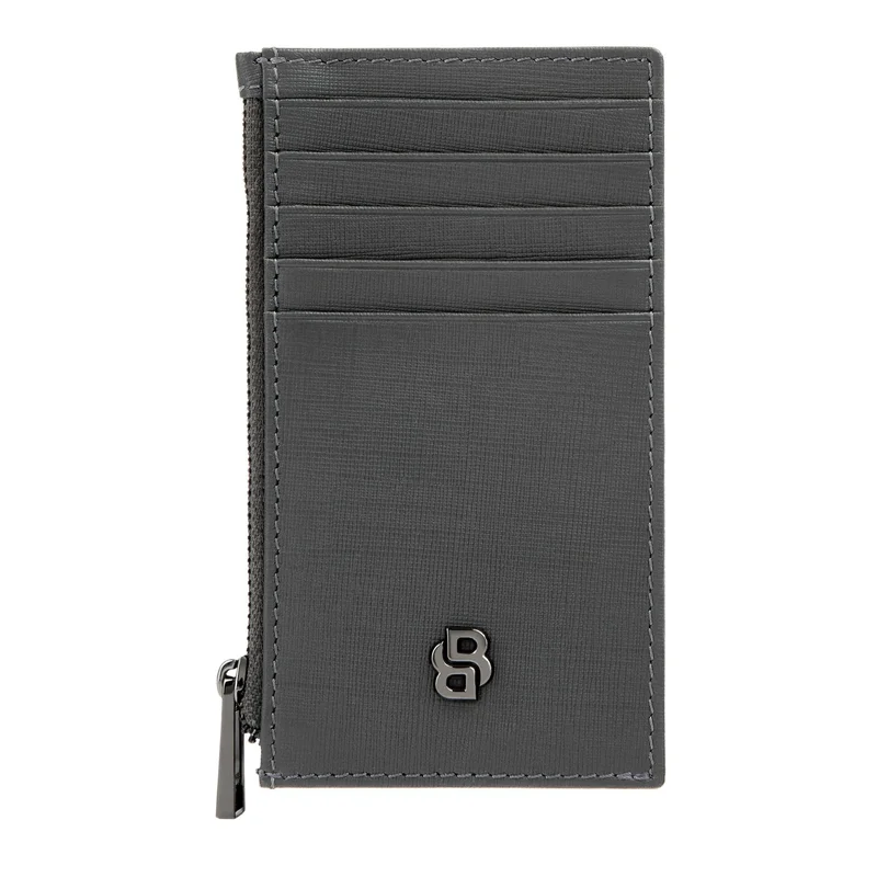 Hugo Boss Card holder Saffiano, with 5 slots, with zipper, grey