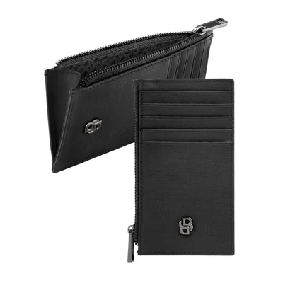 Hugo Boss Card holder Saffiano, with 5 slots, with zipper, black
