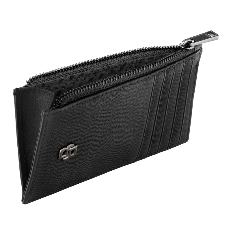 Hugo Boss Card holder Saffiano, with 5 slots, with zipper, black