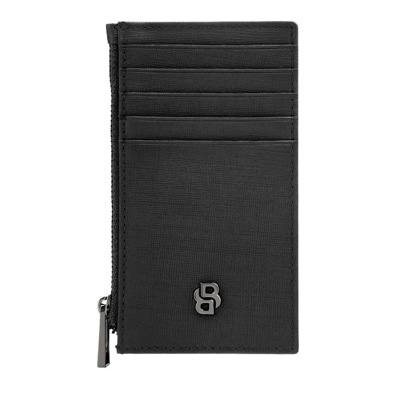 Hugo Boss Card holder Saffiano, with 5 slots, with zipper, black