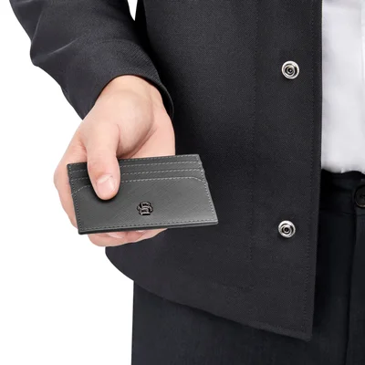 Hugo Boss Card holder Saffiano, with 6 slots, grey