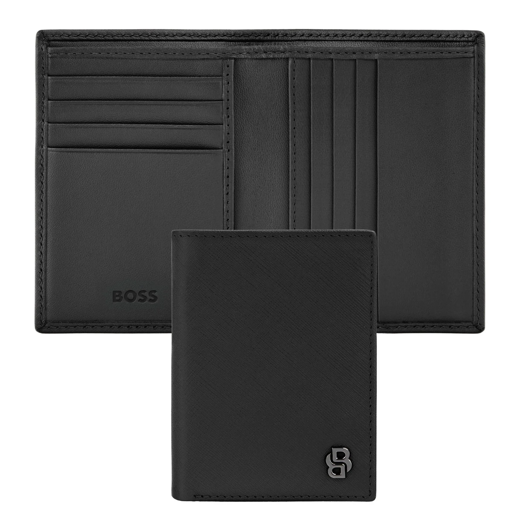 Hugo Boss Калъф за карти Saffiano, с 8 отделения, черен