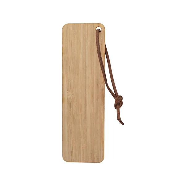Bookmark, bamboo, with leather strap