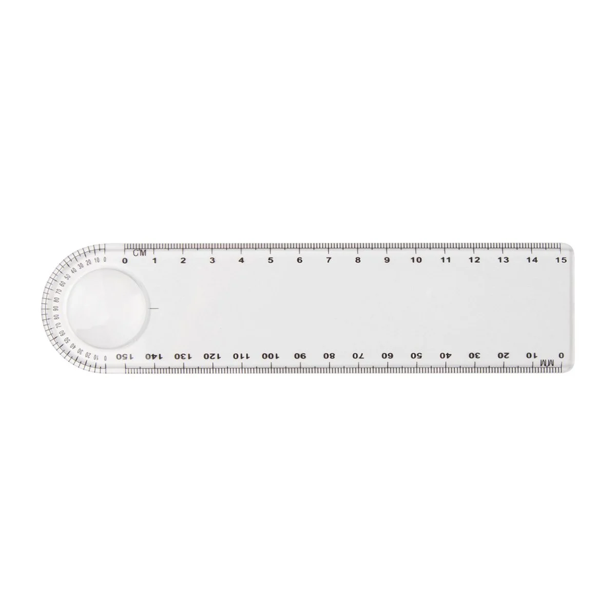 Ruler Linear, plastic, with magnifier, 15 cm
