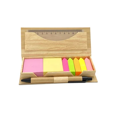 Linea Set of notes, ruler & pen, in bamboo box
