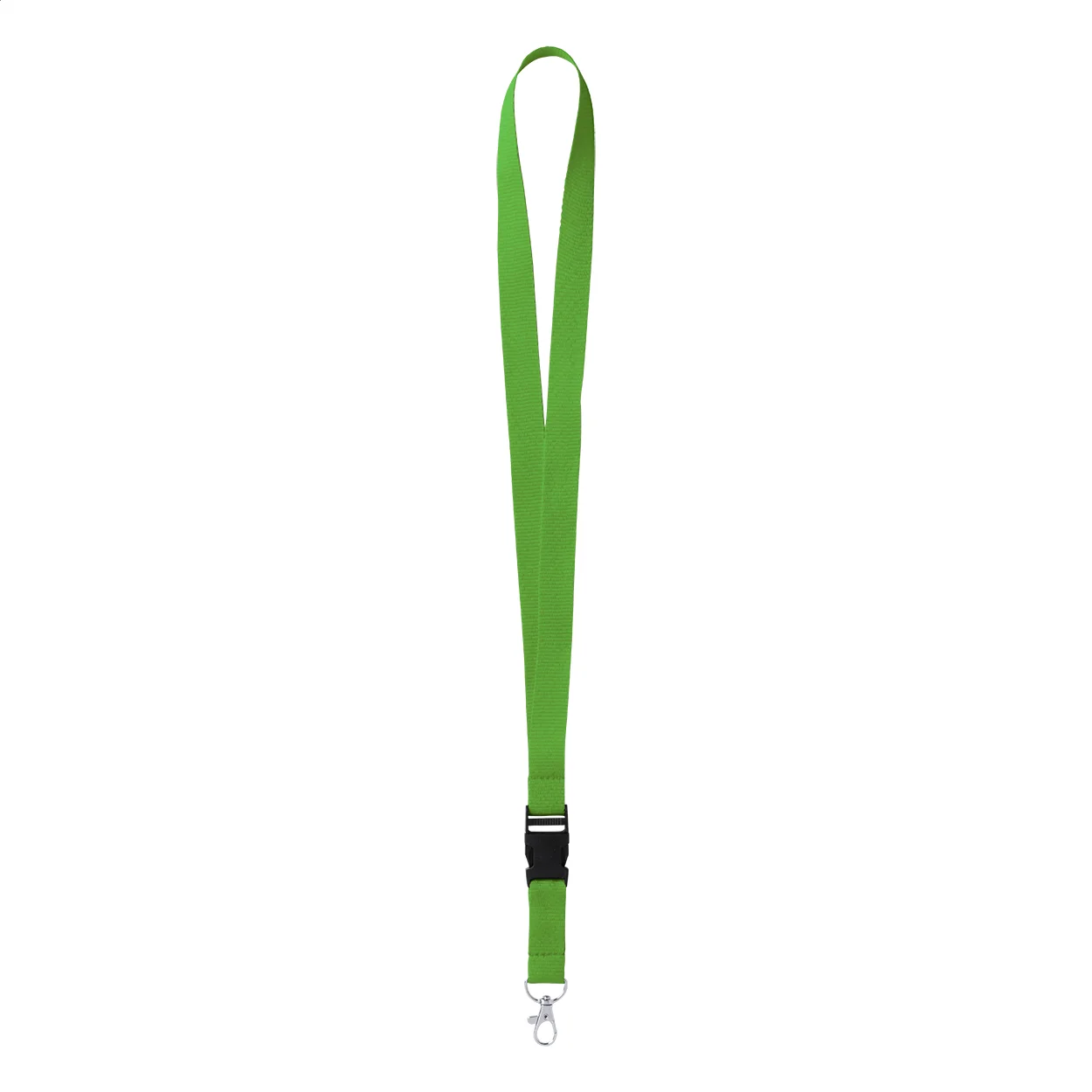 Badge Lanyard with detachable buckle and carabiner, 20 x 550 mm, green