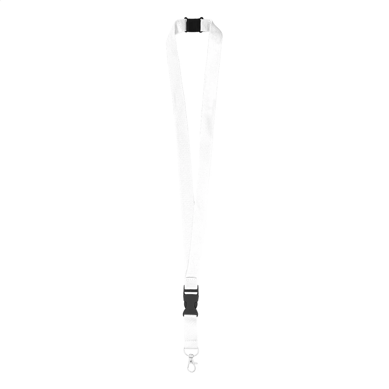 Badge Lanyard with buckle and carabiner, 20 x 560 mm, white