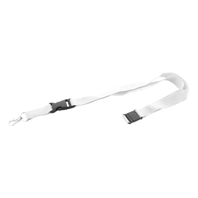 Badge Lanyard with buckle and carabiner, 20 x 560 mm, white
