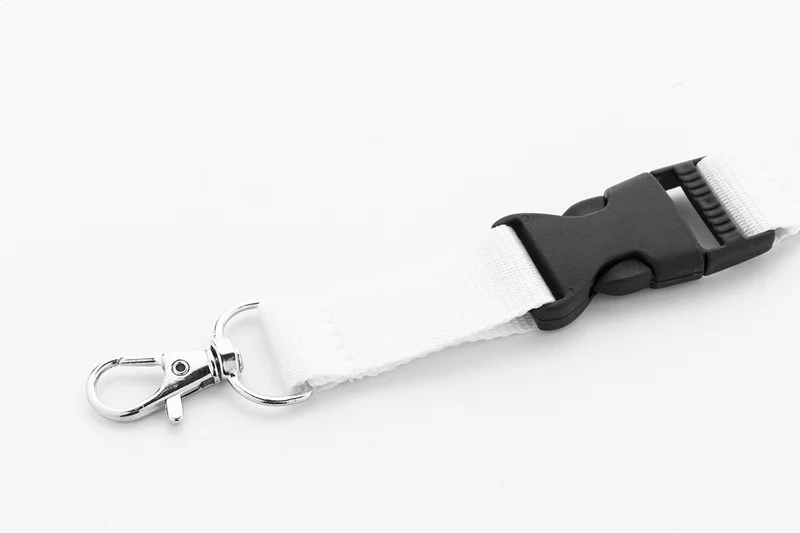 Badge Lanyard with buckle and carabiner, 20 x 560 mm, white