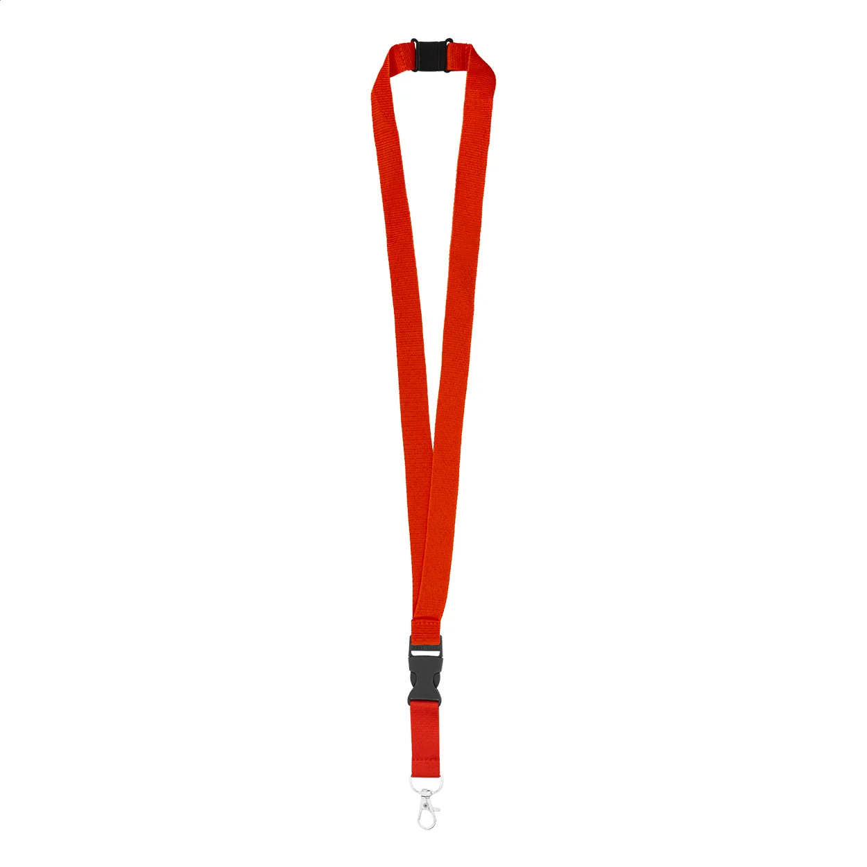 Badge Lanyard with buckle and carabiner, 20 x 560 mm, red