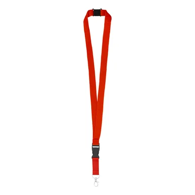 Badge Lanyard with buckle and carabiner, 20 x 560 mm, red