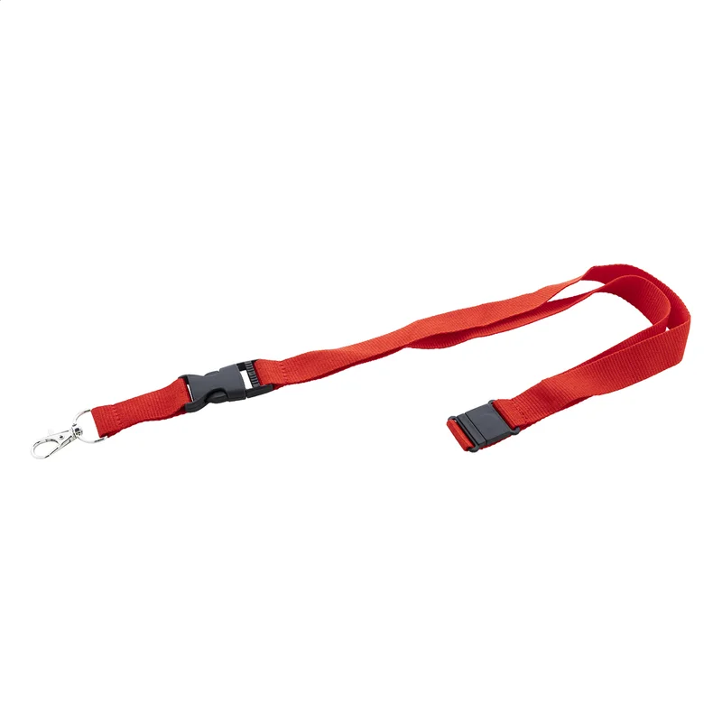 Badge Lanyard with buckle and carabiner, 20 x 560 mm, red