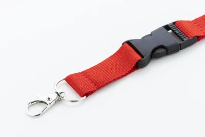 Badge Lanyard with buckle and carabiner, 20 x 560 mm, red