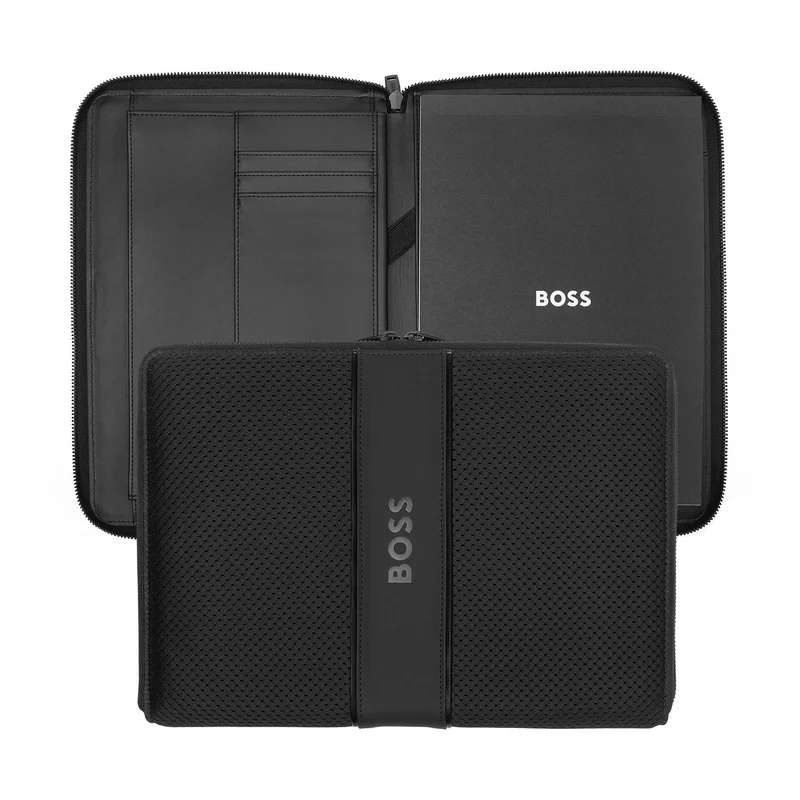 Hugo Boss Folder Arche, A4, with zipper, black
