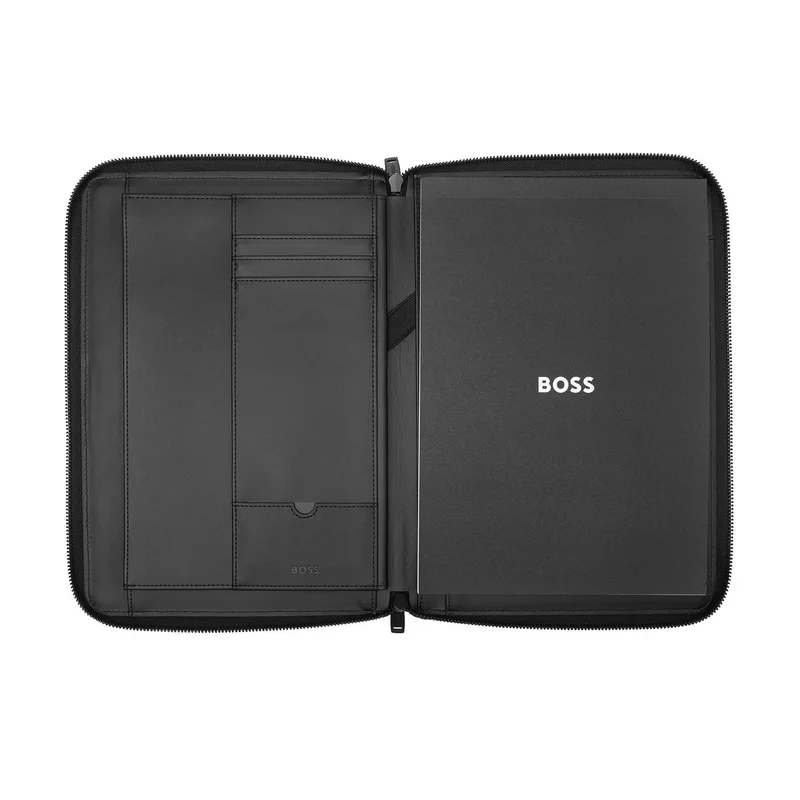 Hugo Boss Folder Arche, A4, with zipper, black
