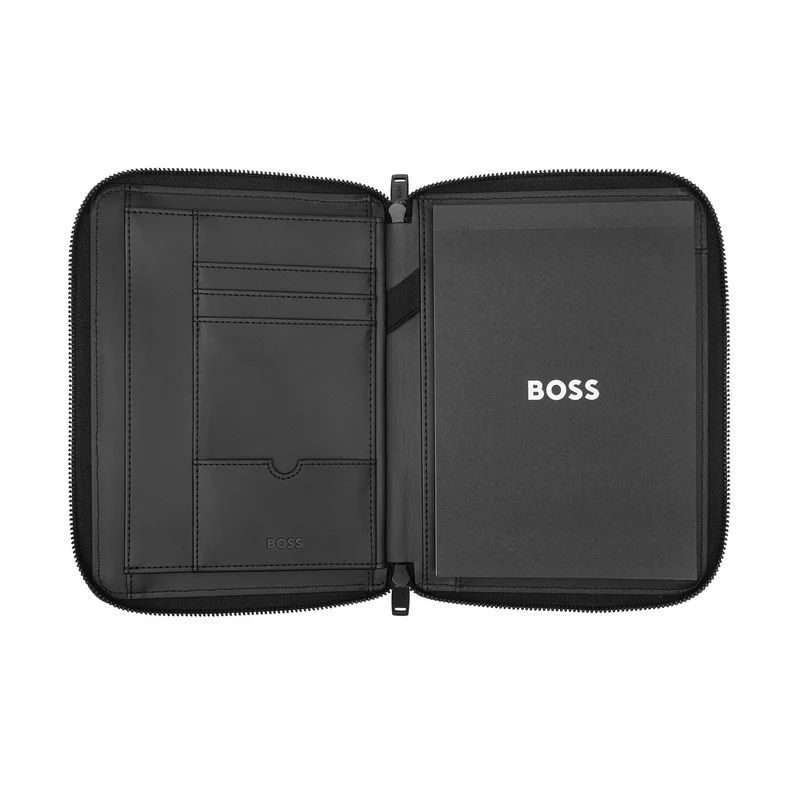 Hugo Boss Folder Arche, A5, zip, black