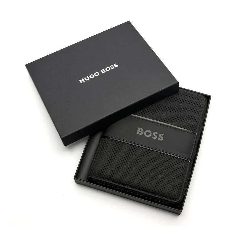Hugo Boss Folder Arche, A5, zip, black