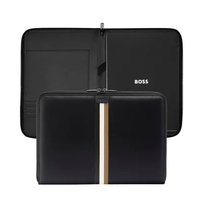 Hugo Boss Conference folder Iconic, A4, with zipper, black