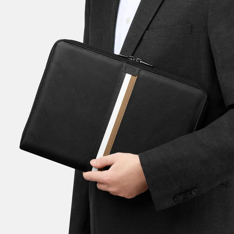 Hugo Boss Conference folder Iconic, A4, with zipper, black