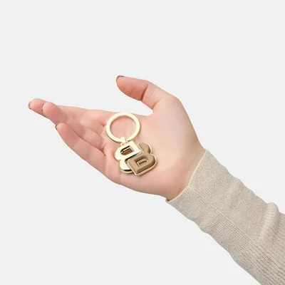 Hugo Boss Keyring Double B, brown-gold