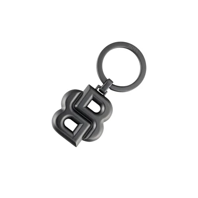 Hugo Boss Ключодържател Double B, тъмносив мат